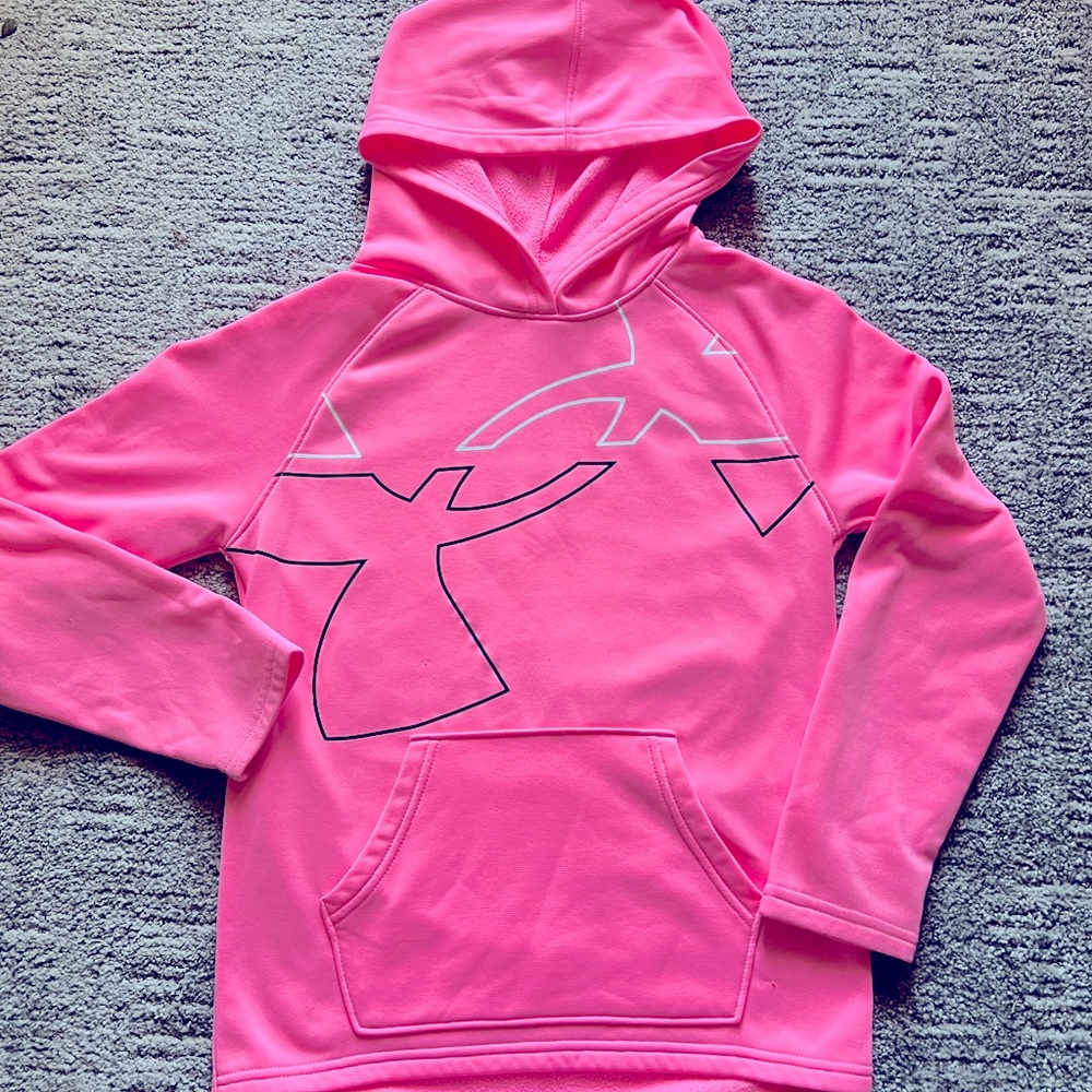 Girls Under Armour Pink Sweatshirt. Sz YM Fit 8/10. Great condition.Worn twice.